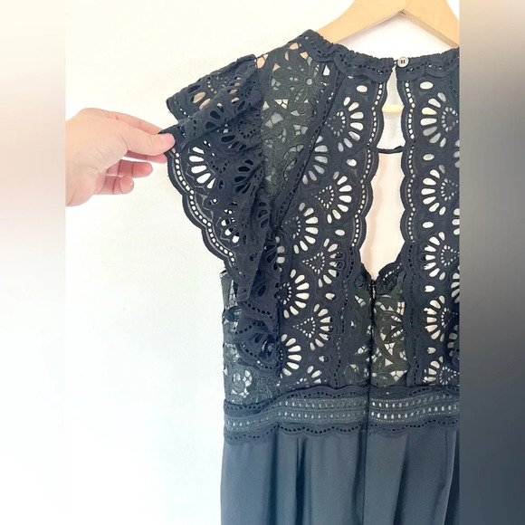 Sea New York Winnie Short Sleeve Black Lace & Wool Jumpsuit Size 10‎ - Picture 10 of 14